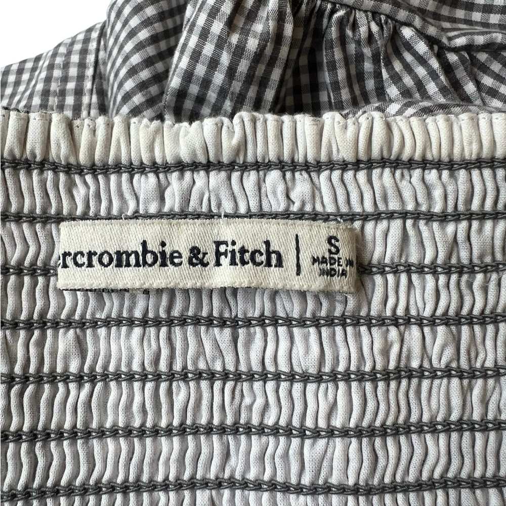 Abercrombie & Fitch Gingham Puff Sleeve Lace-Up Crop Top Women’s Size S - Picture 4 of 7
